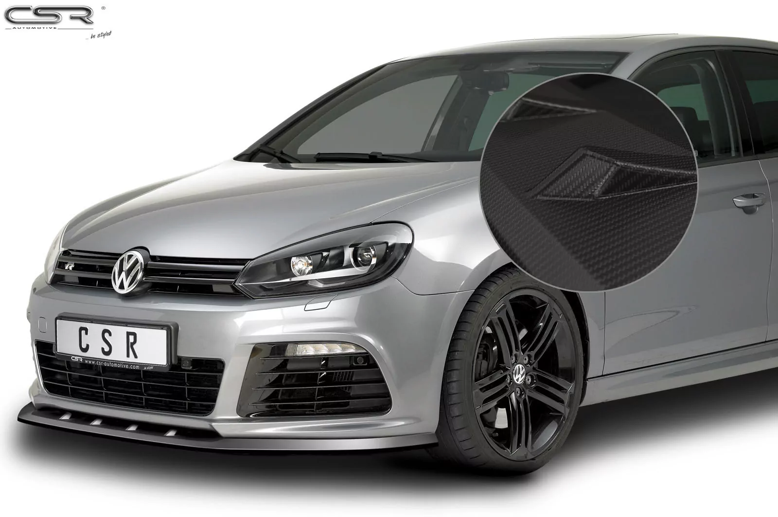 Cup-Spoilerlippe mit ABE für VW Golf 6 R CSL002-M Carbon Look (matt)