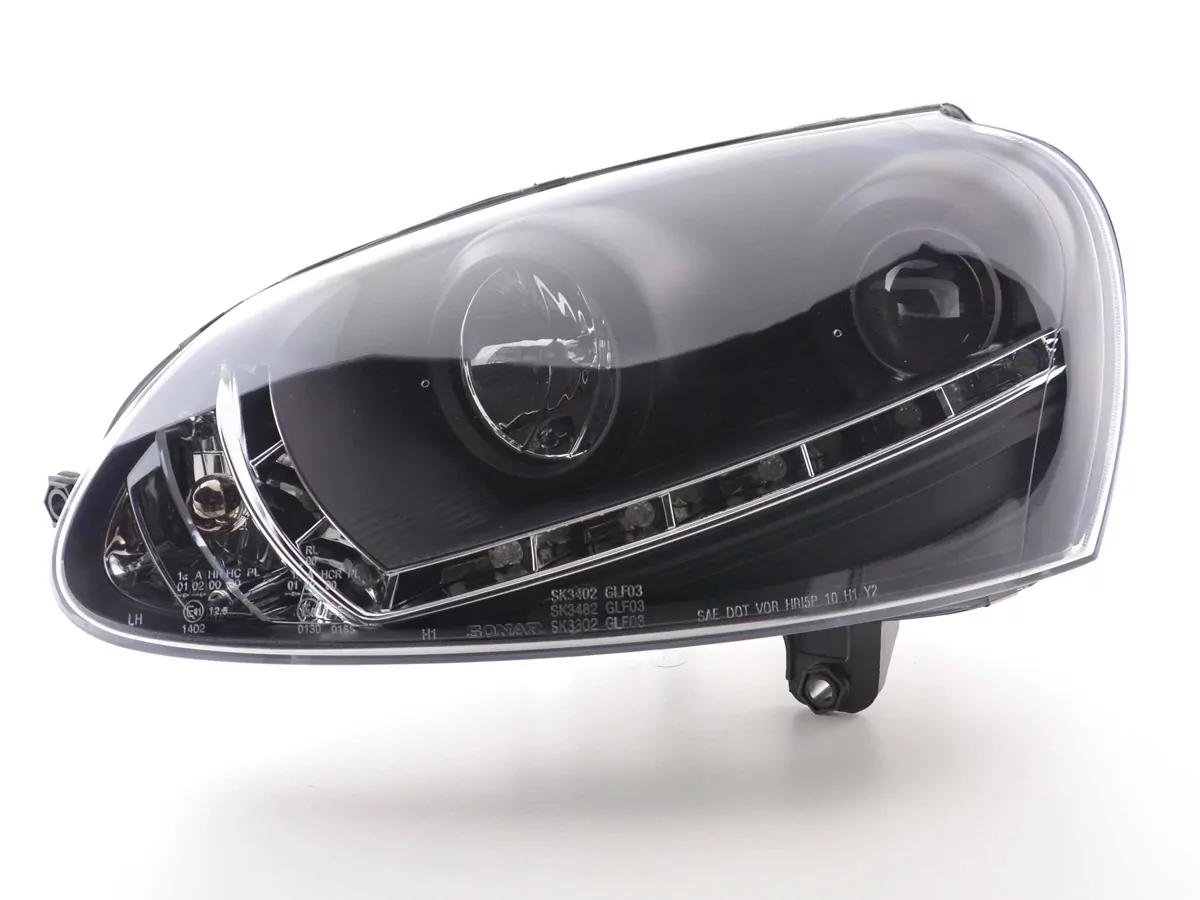 Scheinwerfer Set Daylight LED Tagfahrlicht VW Golf 5 Typ 1K Bj. 03-08 schwarz