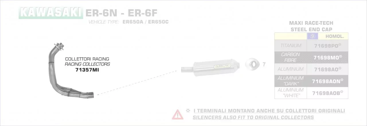 71357MI-Arrow Racing Krümmer Kawasaki Versys 650 07-14