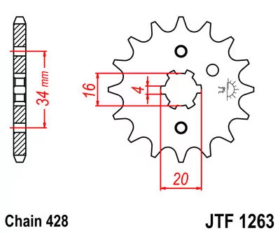 Ritzel 11Z  |  428 Grobverz. 4 Innen Ø 16/20