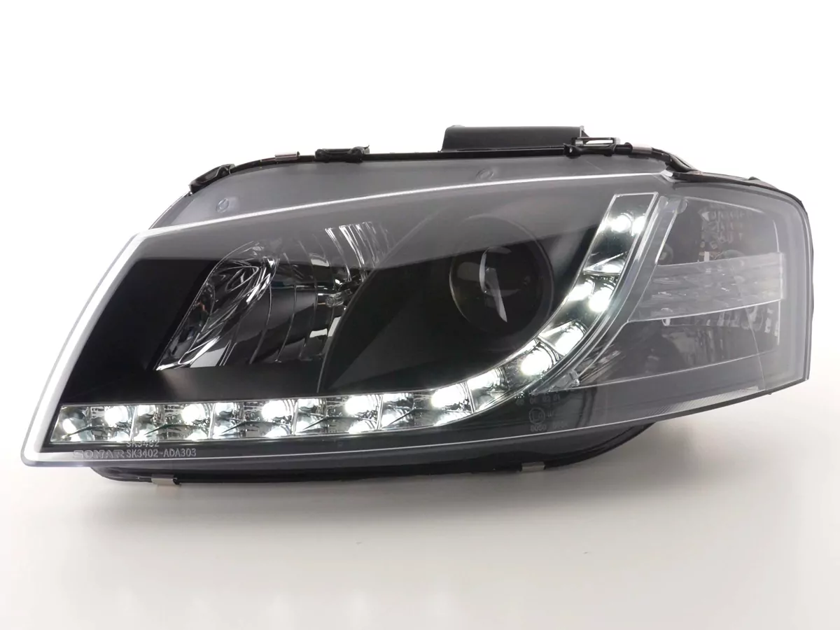 Scheinwerfer Set Daylight LED Tagfahrlicht Audi A3 Typ 8P Bj. 03-08 schwarz