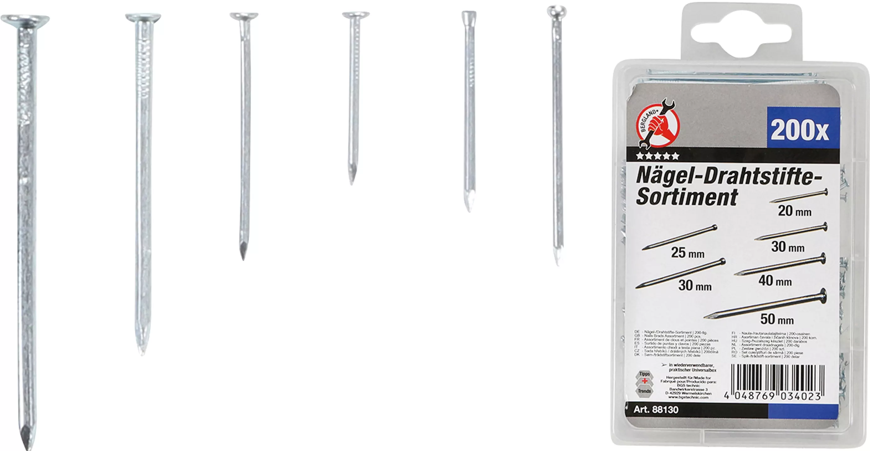 Nägel-/Drahtstifte-Sortiment | 200-tlg.