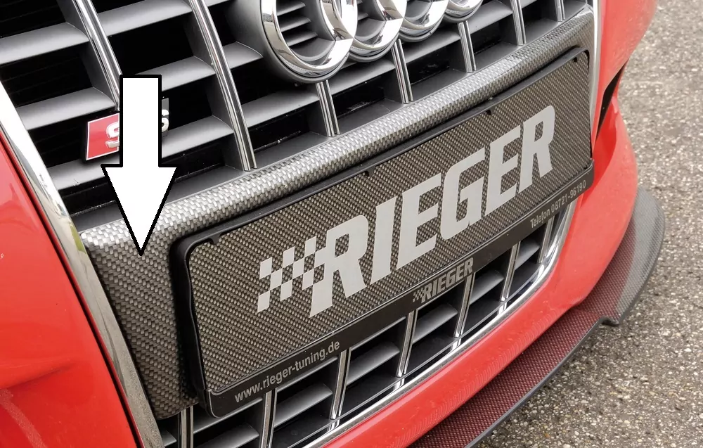 Rieger Kennzeichenauflage für Audi A3 (8L) - 5-tür.  -> für original A6 Grill carbon optik