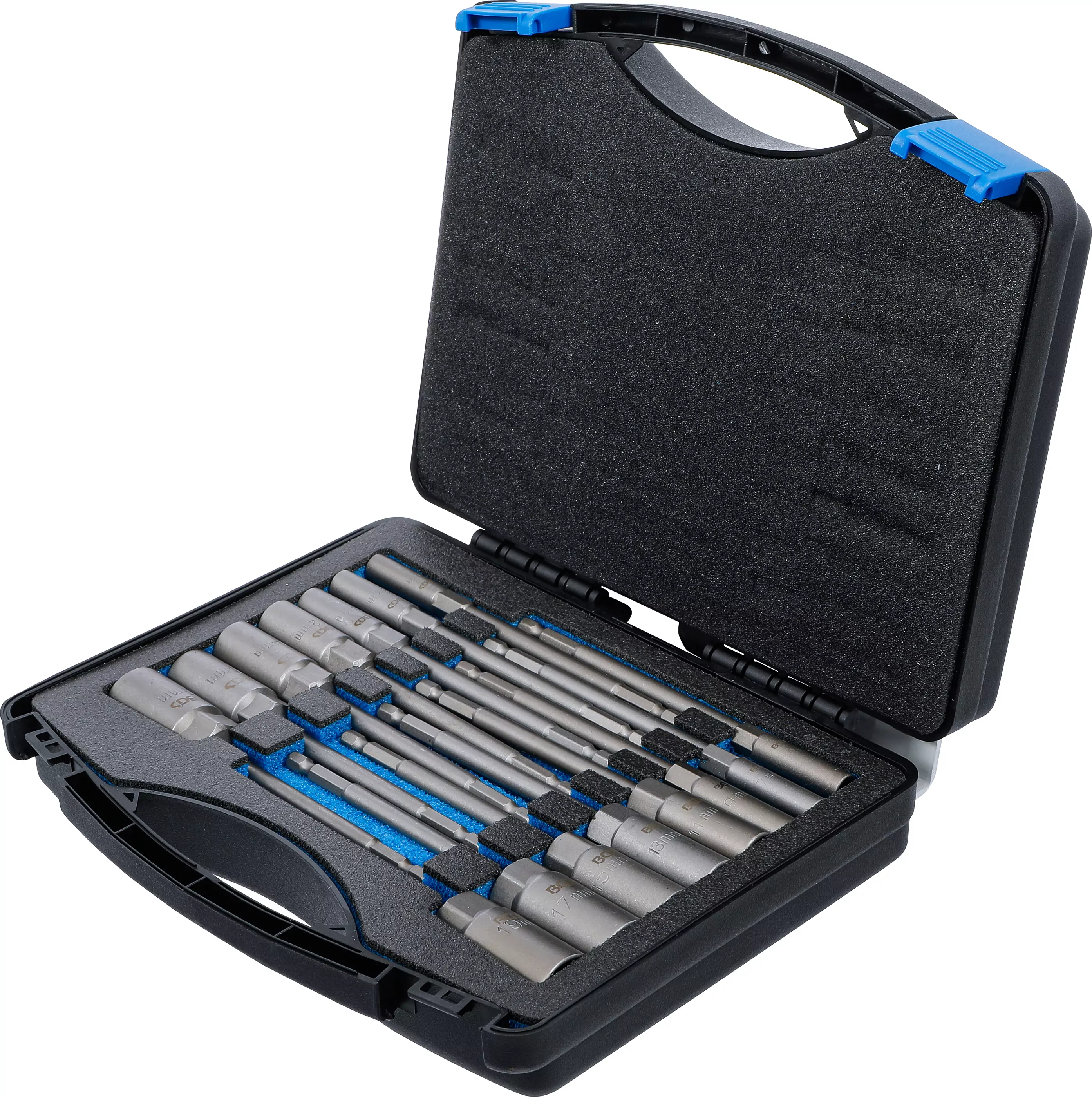 Steckschlüssel-Einsatz-Satz, Sechskant | extra lang | Antrieb Außensechskant 6,3 mm (1/4") | für Bohrmaschinen | SW 5,5 - 19 mm | 15-tlg.