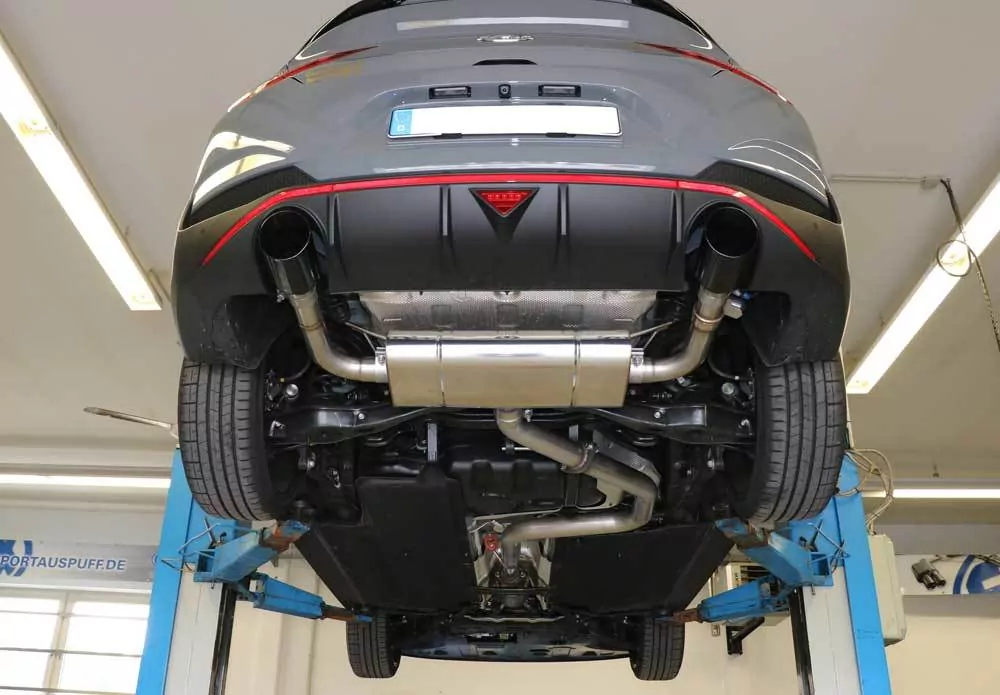 Hyundai i30N Performance Fastback - SCHWARZ Endschalldämpfer quer Ausgang rechts/links mit Abgasklappe - 1x114 Typ 25 rechts/links schwarz glänzend emailliert