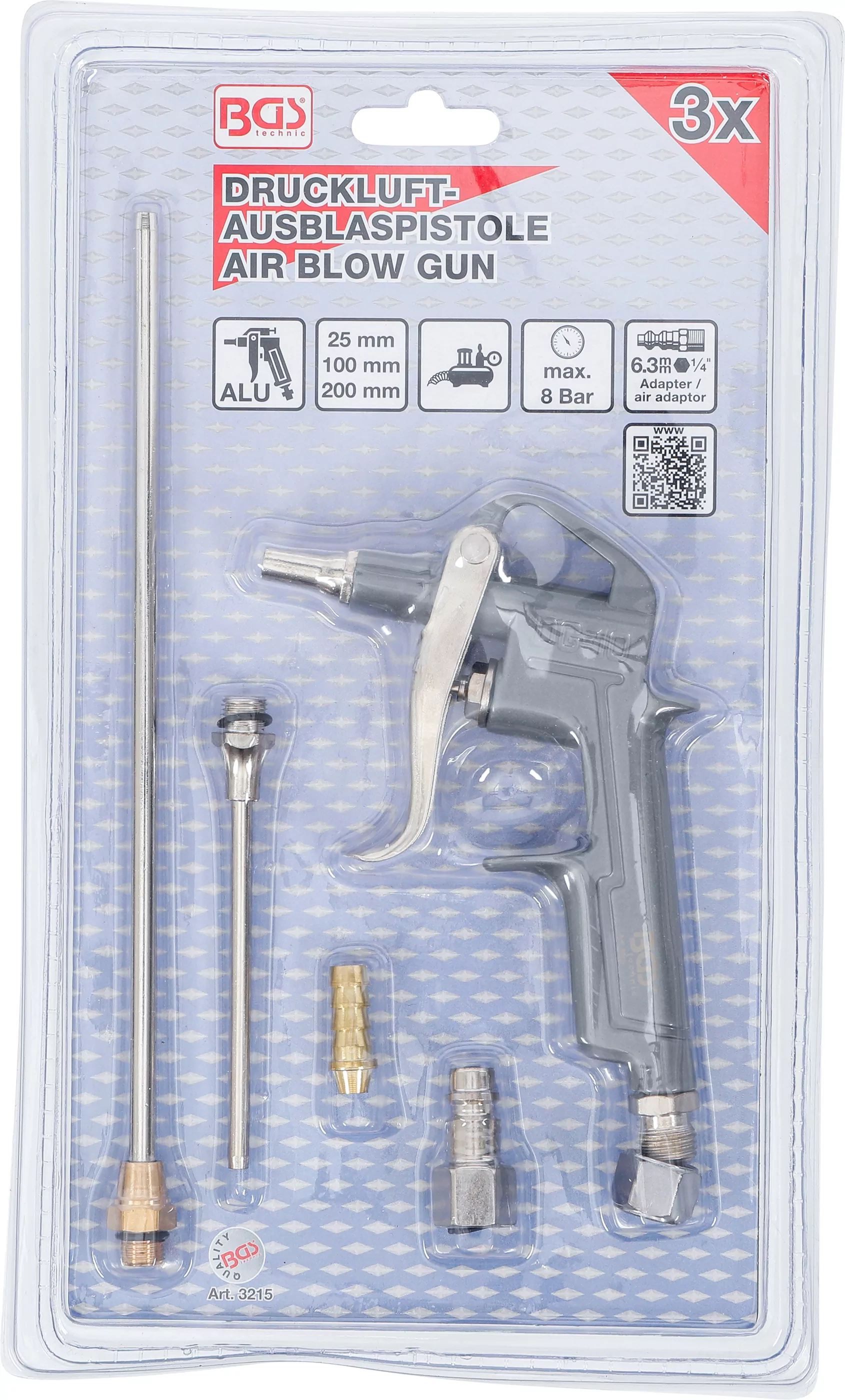 Druckluft-Ausblaspistole | Alu-Druckguss | mit 3 Düsen