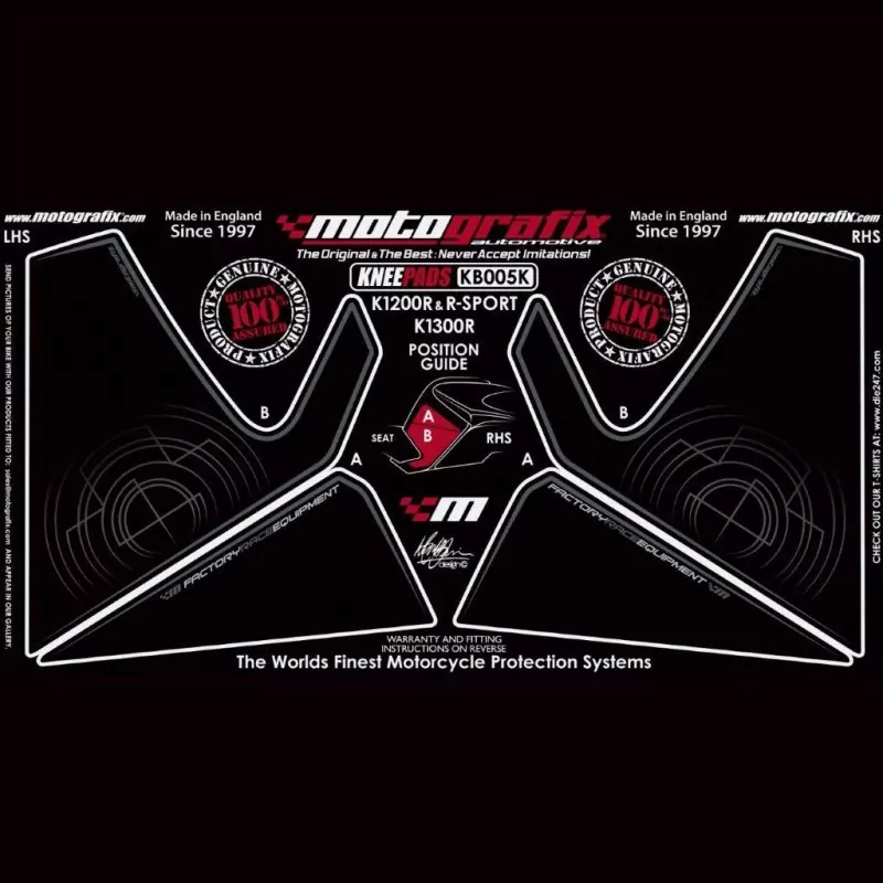 Motografix Tankschutz Knie Pads BMW K 1200/R/SPORT 2007- KB005K