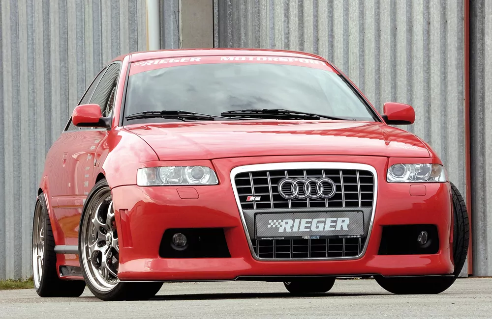 Rieger Kennzeichenauflage aus ABS für Audi A3 (8L) - 3-tür.  Bestandteil für orig. S6-Grill (f. Spoilerstoßst.) carbon optik