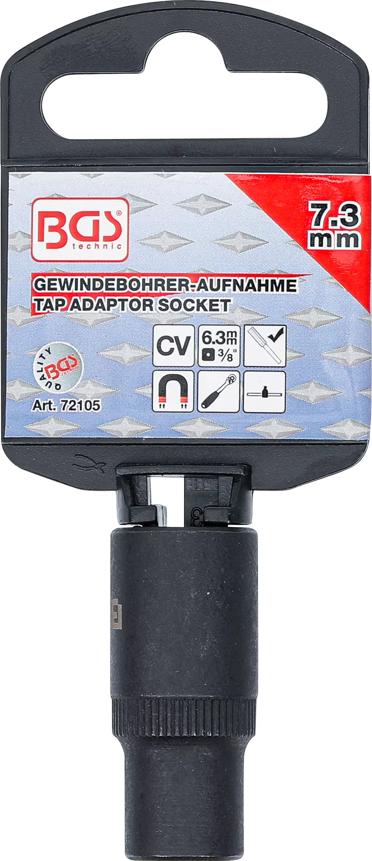 Gewindebohrer-Aufnahme-Steckschlüssel-Einsatz | 10 mm (3/8") | 7,3 mm
