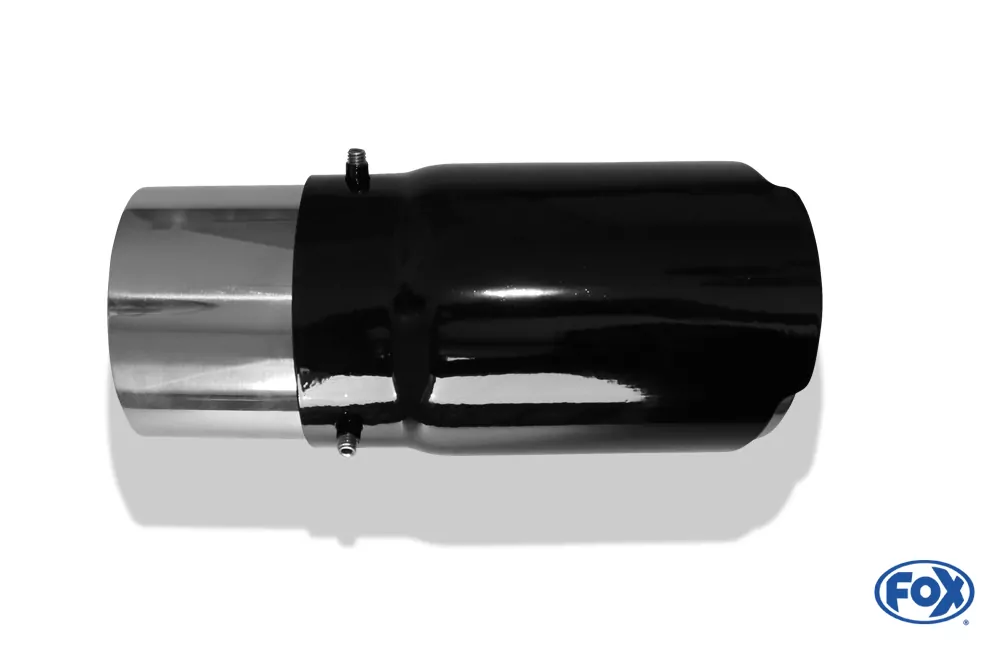 Cover black - 80mm  Endrohrhülle mit Madenschrauben für Endrohr Ø70 - Länge: 150mm