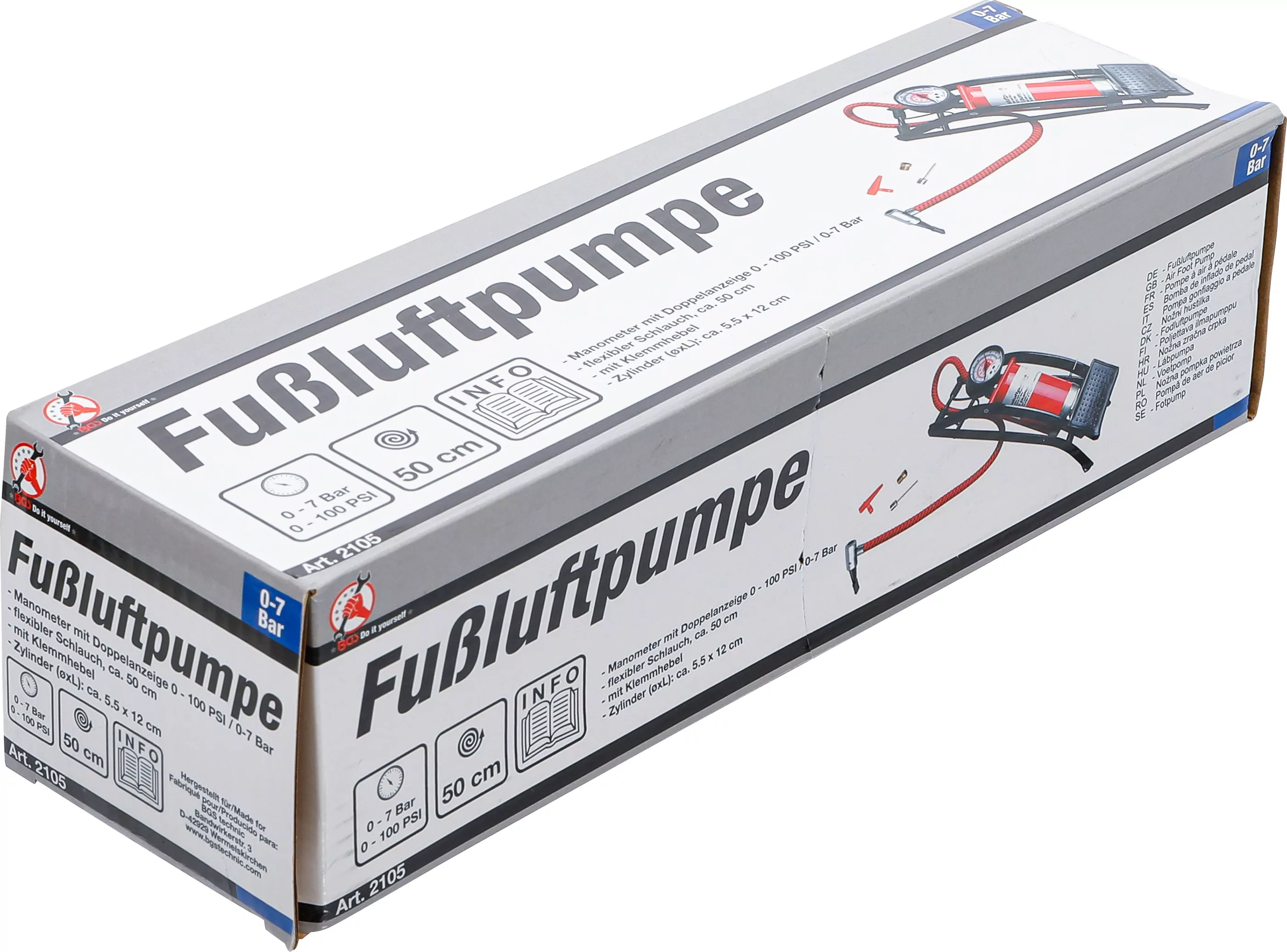 Fußluftpumpe | 0 - 7 bar