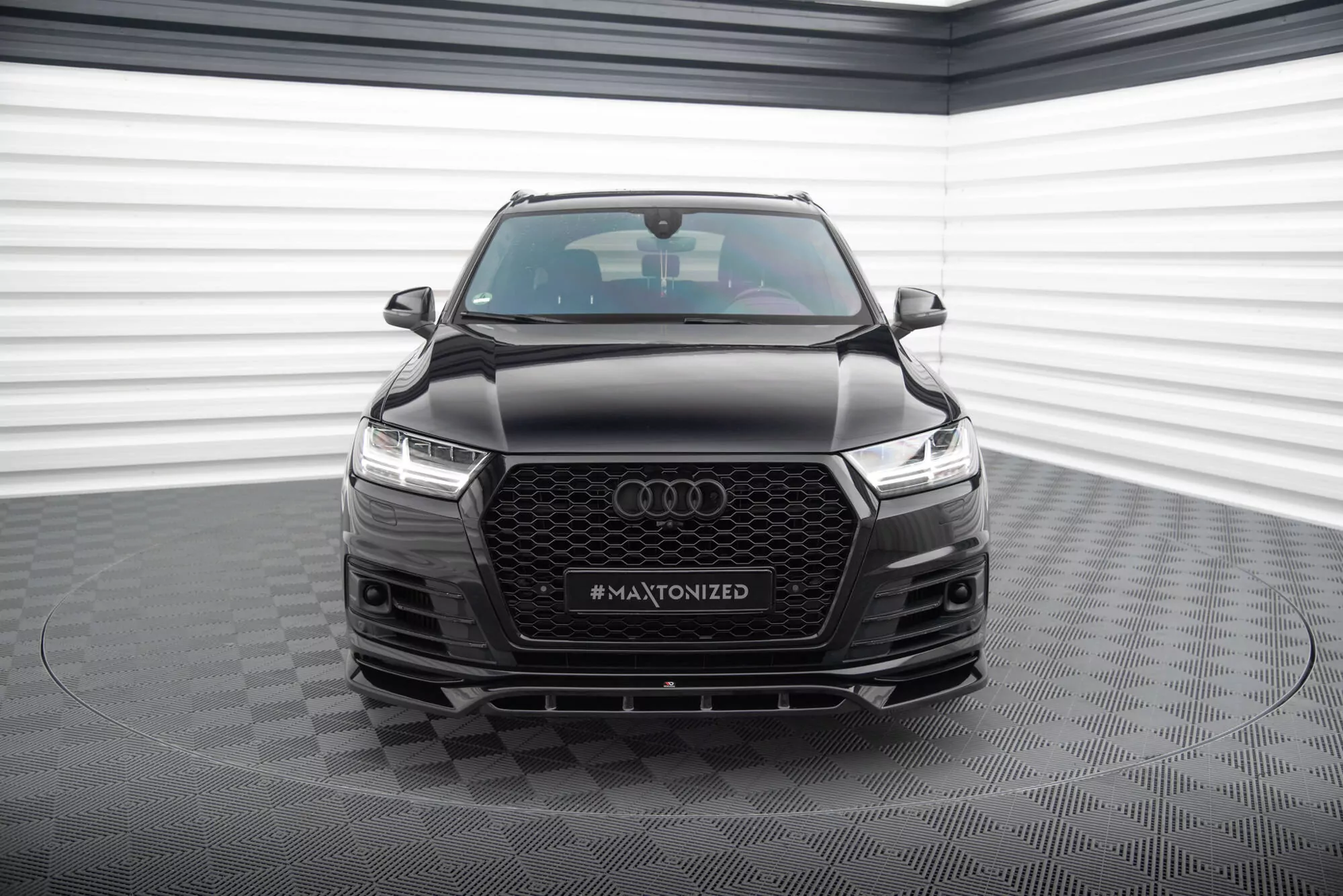 Front Ansatz V.2 Für Audi SQ7 / Q7 S-Line Mk2 Schwarz Hochglanz