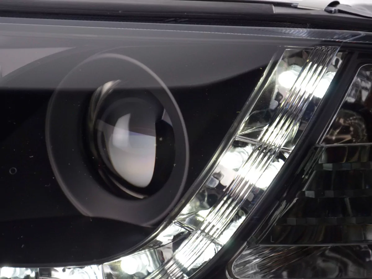 Scheinwerfer Set Daylight LED Tagfahrlicht Audi A6 4B Bj. 01-03 schwarz