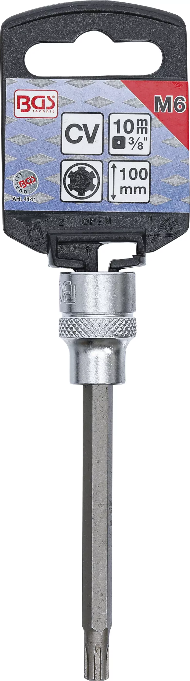 Bit-Einsatz | Länge 100 mm | Antrieb Innenvierkant 10 mm (3/8") | Keil-Profil (für RIBE) M6