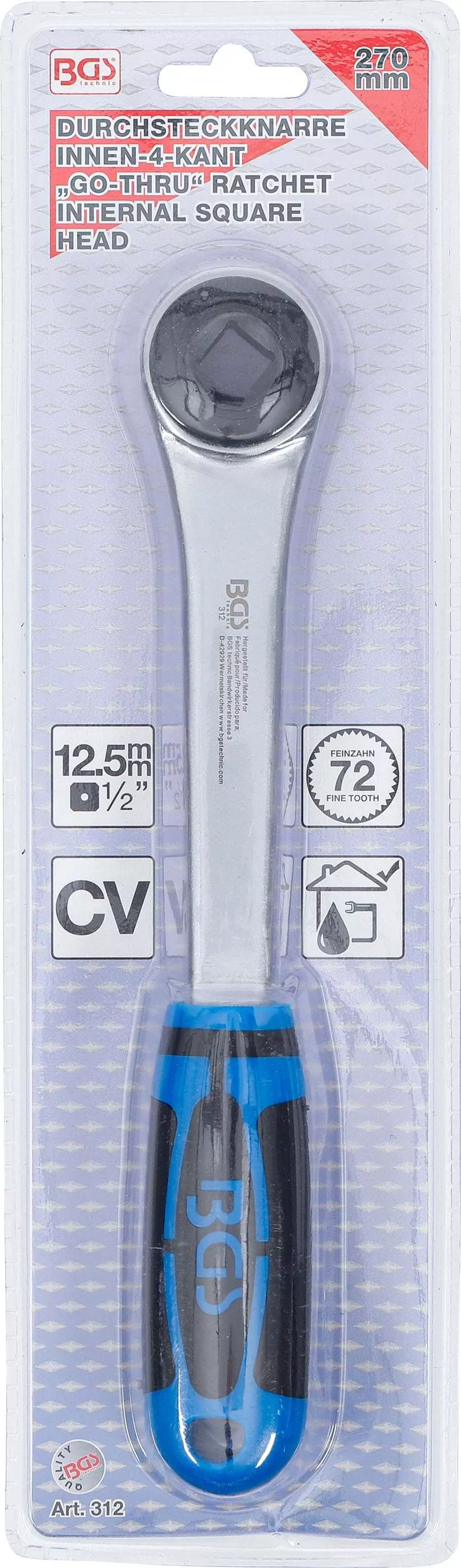 Durchsteckknarre | Abtrieb Innenvierkant 12,5 mm (1/2")