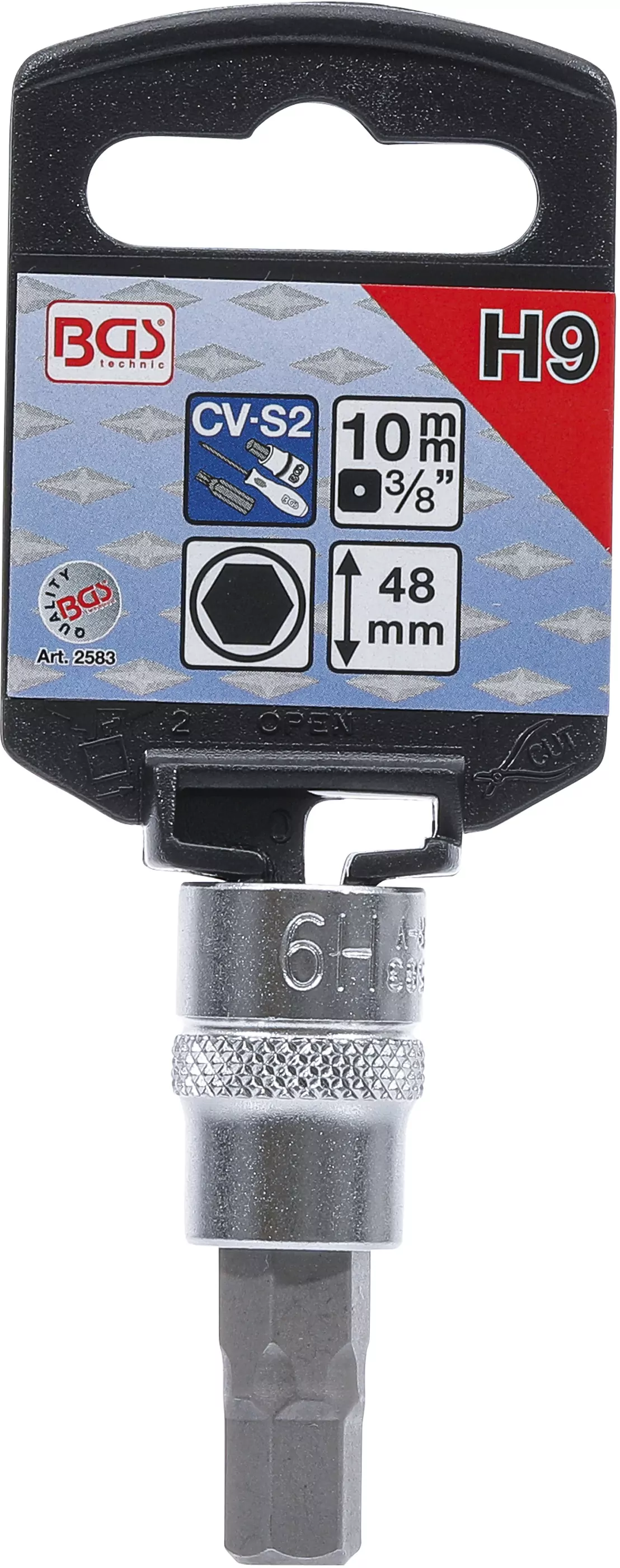 Bit-Einsatz | Antrieb Innenvierkant 10 mm (3/8") | Innensechskant 9 mm