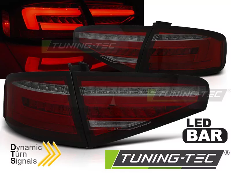 Led Bar Tail Lights Red Smoke Seq Fits Audi A4 B8 12-15 Sedan Oem Bulb