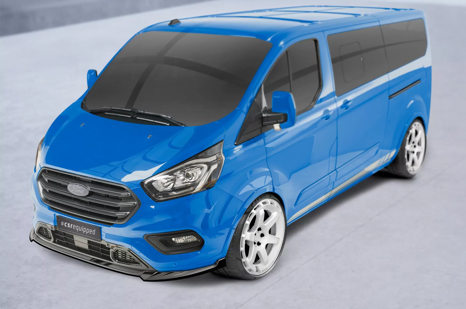 Cup-Spoilerlippe mit ABE für Ford Tourneo Custom CSL718 Schwarz Strukturiert