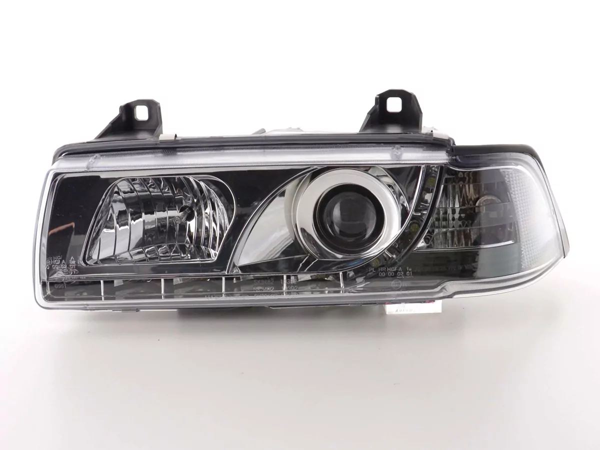 Scheinwerfer Set Daylight LED Tagfahrlicht BMW 3er E36 Coupe, Cabrio Bj. 92-99 chrom