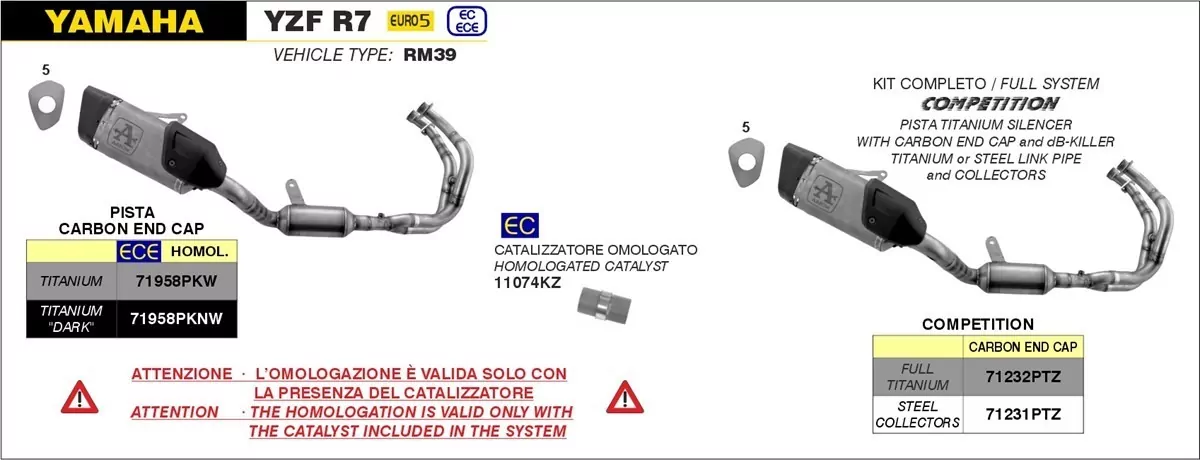 ARROW Competition Pista Volltitan Yamaha YZF R7 21-23
