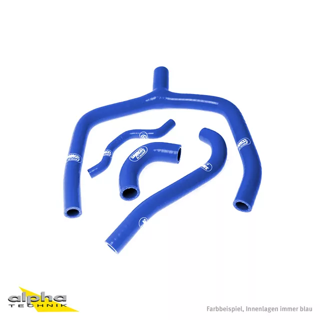 SAMCO SPORT Siliconschlauch Kit Y-Stück - Race Design blau für Kawasaki KX250F Modelljahr 2009-2016