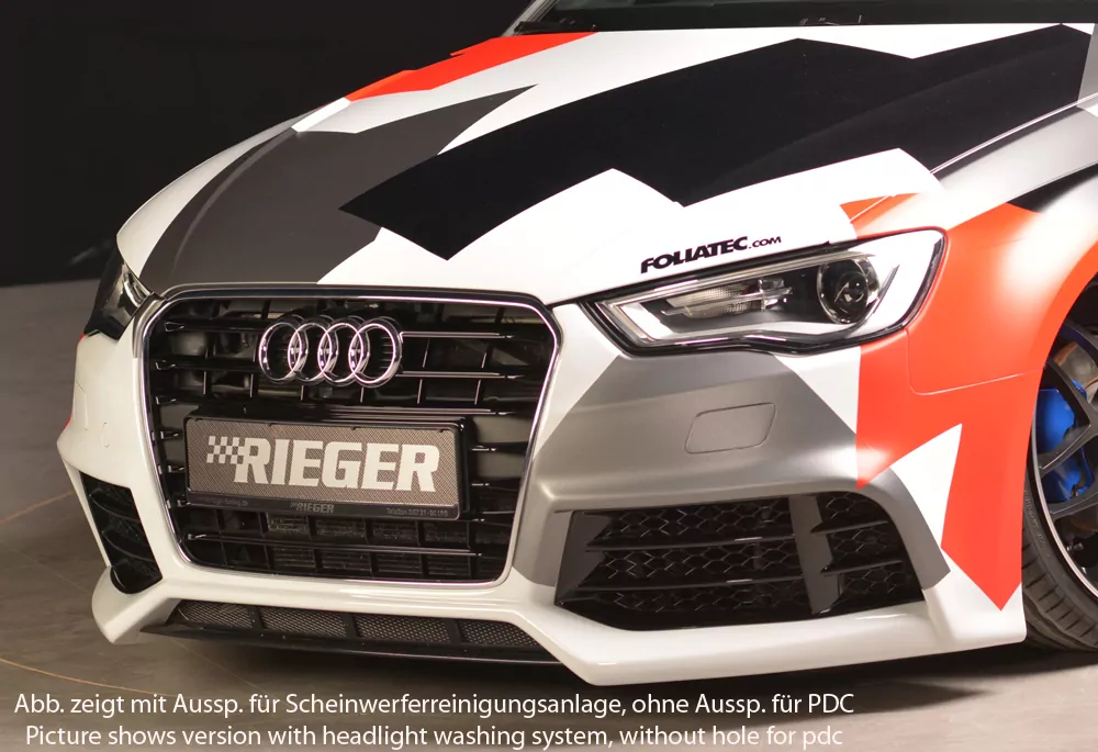 Rieger Spoilerstoßstange für Audi A3 S3 (8V) - 3-tür. (Schrägheck 8V1) 05.13-08.16 (bis Facelift) carbon optik