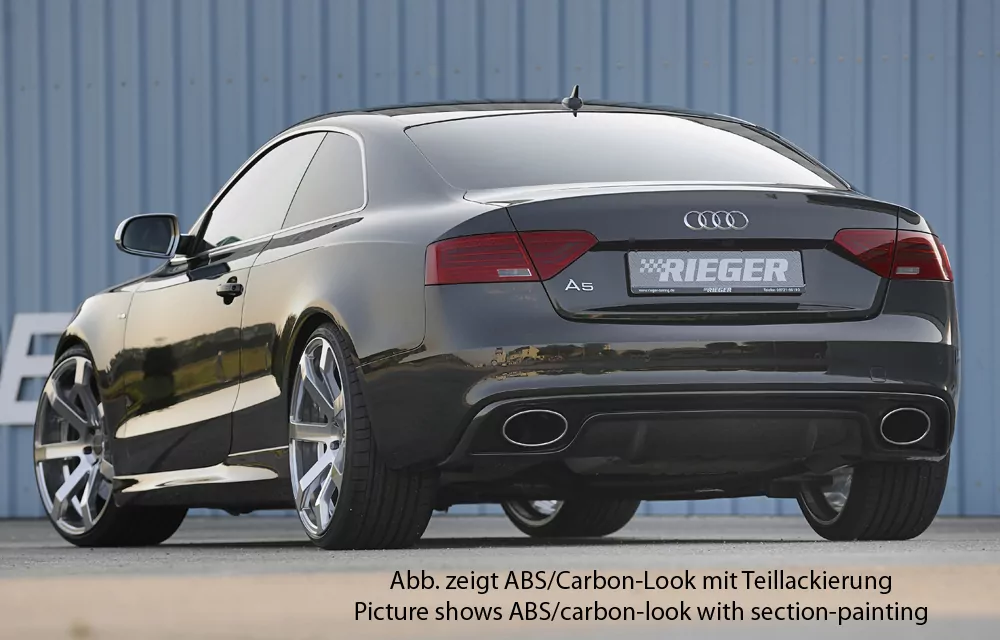 Rieger Heckeinsatz für Audi A5 S5 (B8/B81) - Cabrio 10.11-06.16 (ab Facelift) schwarz glanz