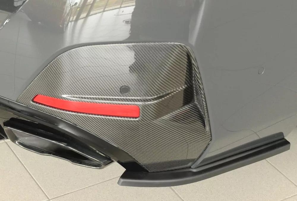 Rieger Heckschürzenansatz seitlich rechts matt schwarz für BMW i4 M G26  (G4C) Gran Coupé (5-tür.) 11.21-