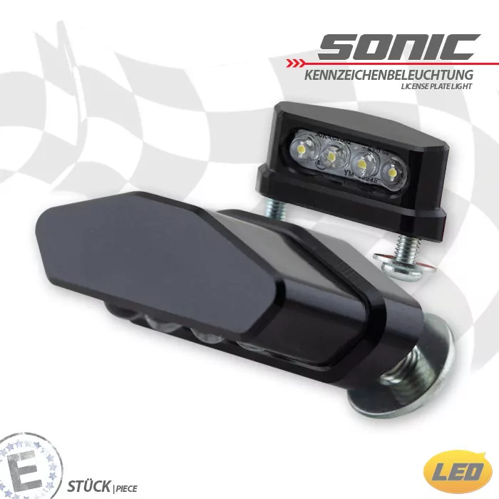 Led-kennzeichenbeleuchtung | Sonic | Alu | M5 | Schwarz | Maße: B 42 X H 15 X T 22 Mm