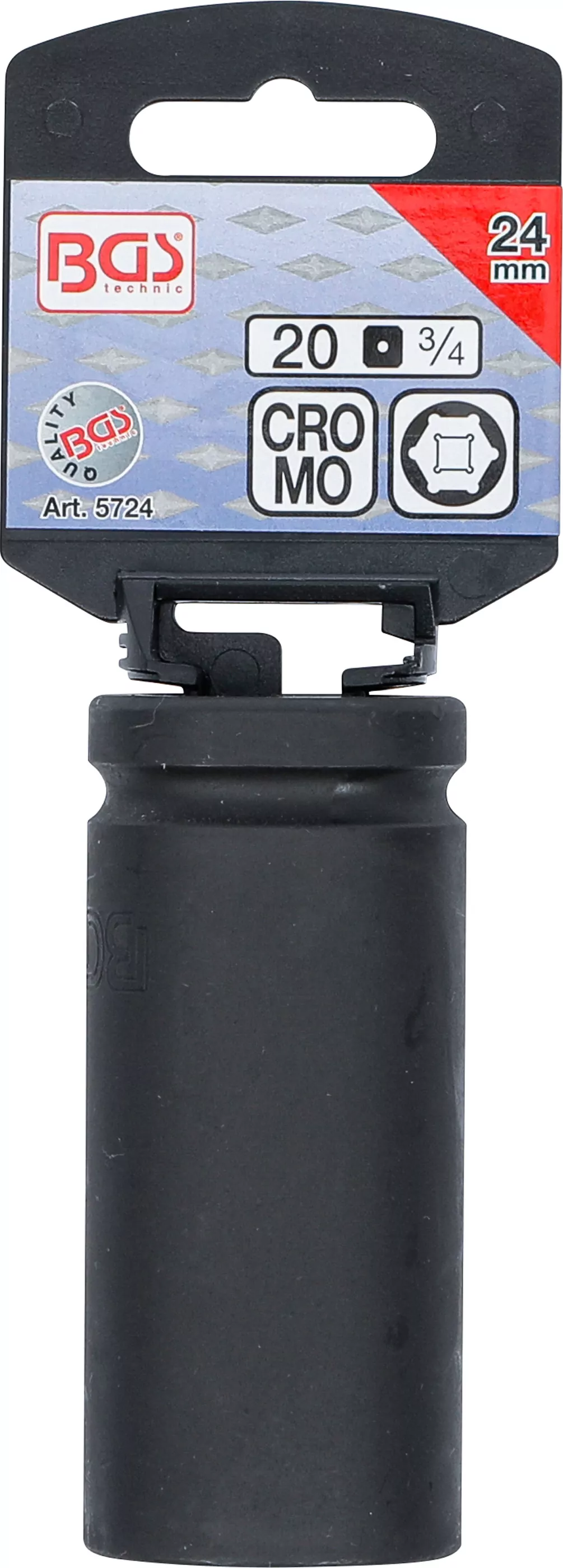 Kraft-Steckschlüssel-Einsatz Sechskant, tief | Antrieb Innenvierkant 20 mm (3/4") | SW 24 mm