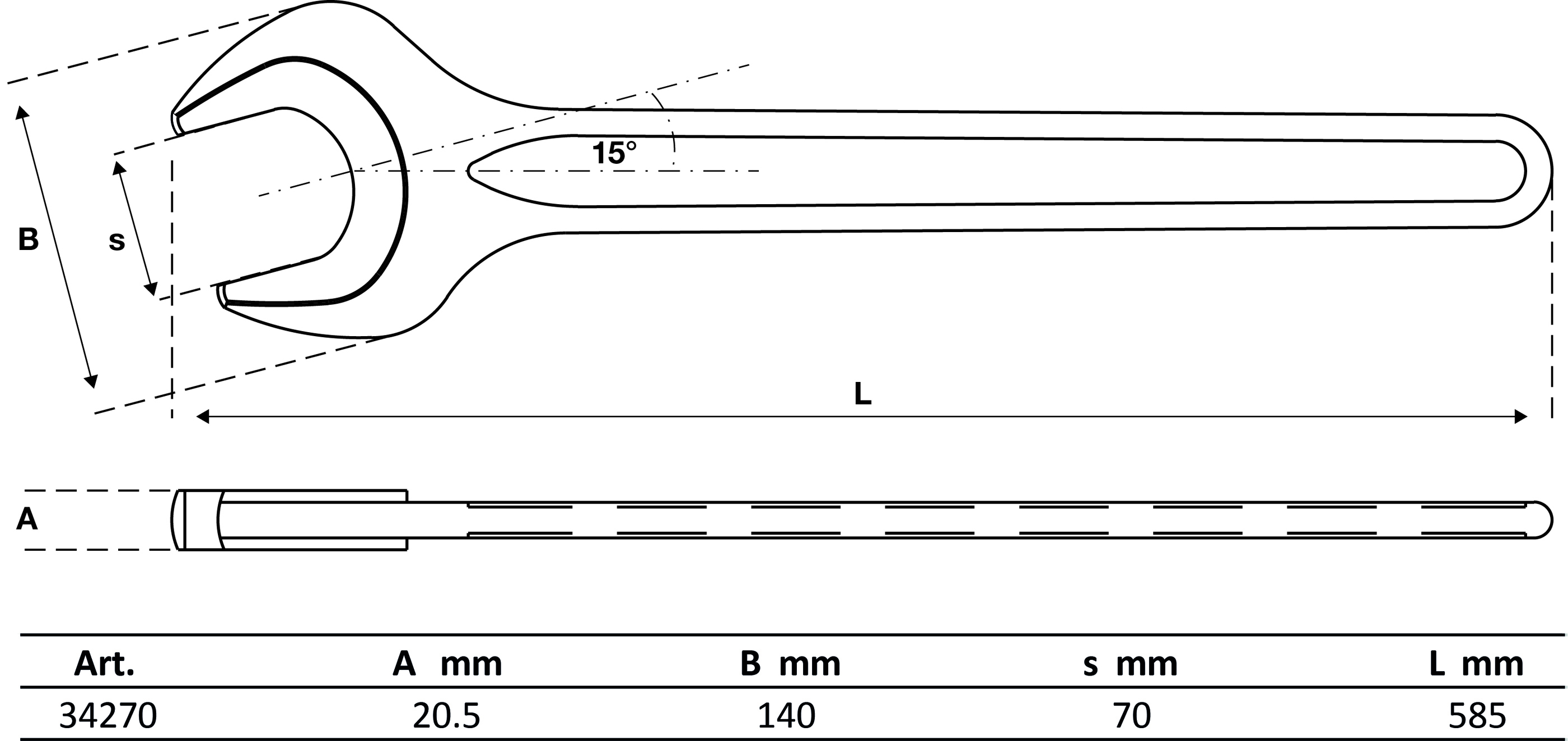 Einmaulschlüssel | DIN 894 | SW 70 mm