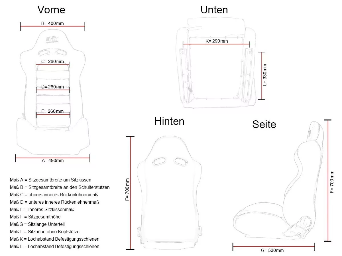 FK Oldtimersitze Auto Vollschalensitze Set Classic 2 Kunstleder beige mit Kopfstütze