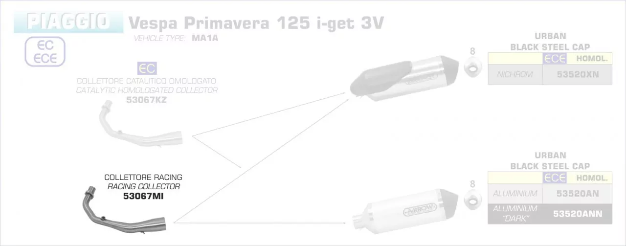 53067MI-Arrow Racing Collector For Urban EXhaust Piaggio VESPA Primavera I-GET 3