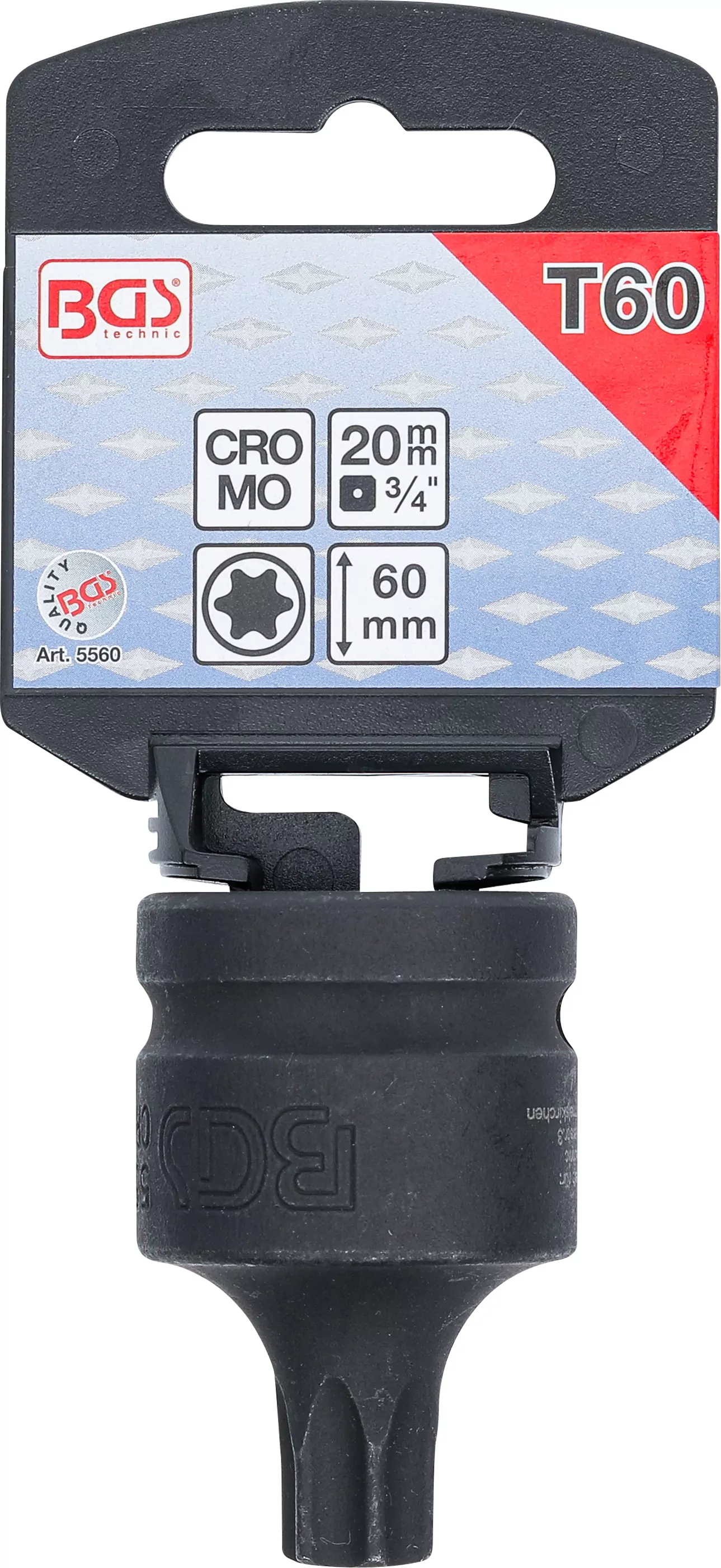 Kraft-Bit-Einsatz | Länge 60 mm | Antrieb Innenvierkant 20 mm (3/4") | T-Profil (für Torx) T60