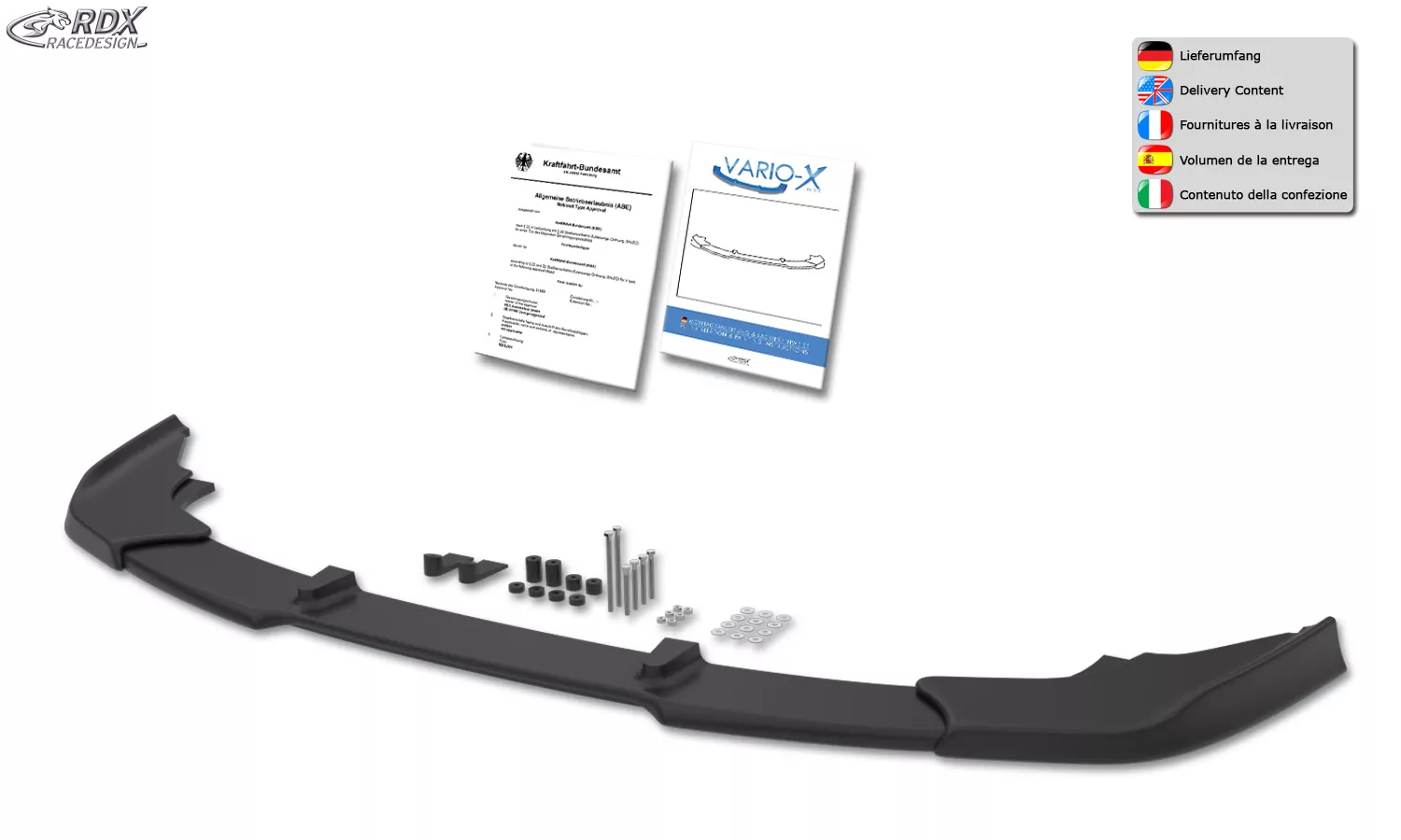 RDX Frontspoiler VARIO-X für BMW 6er F06 Gran Coupe (M-Technik Frontstoßstange) Frontlippe Front Ansatz Vorne Spoilerlippe