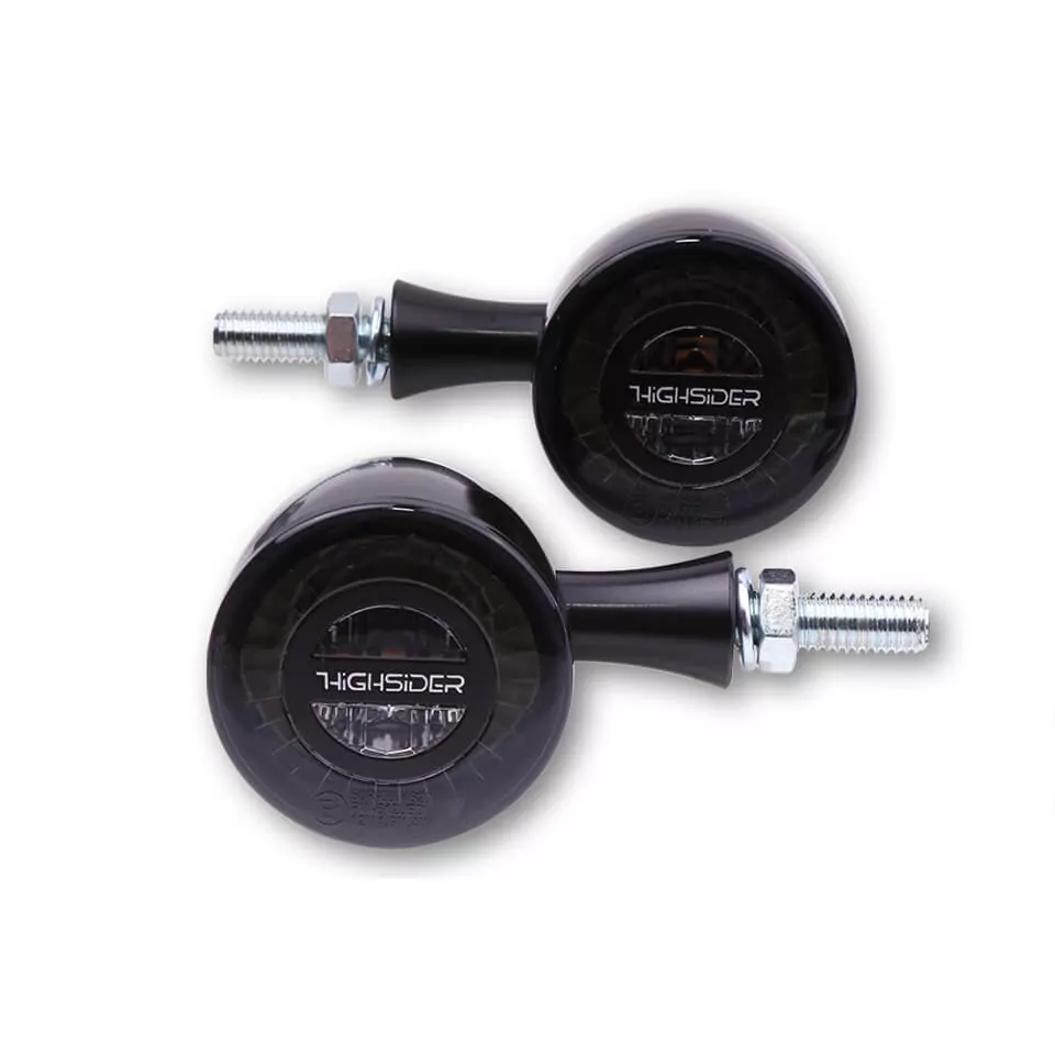 HIGHSIDER pro Rocket Bullet LED Blinker/Positionslicht Schwarz/Getönt 2in1, E-Geprüft (Paar)
