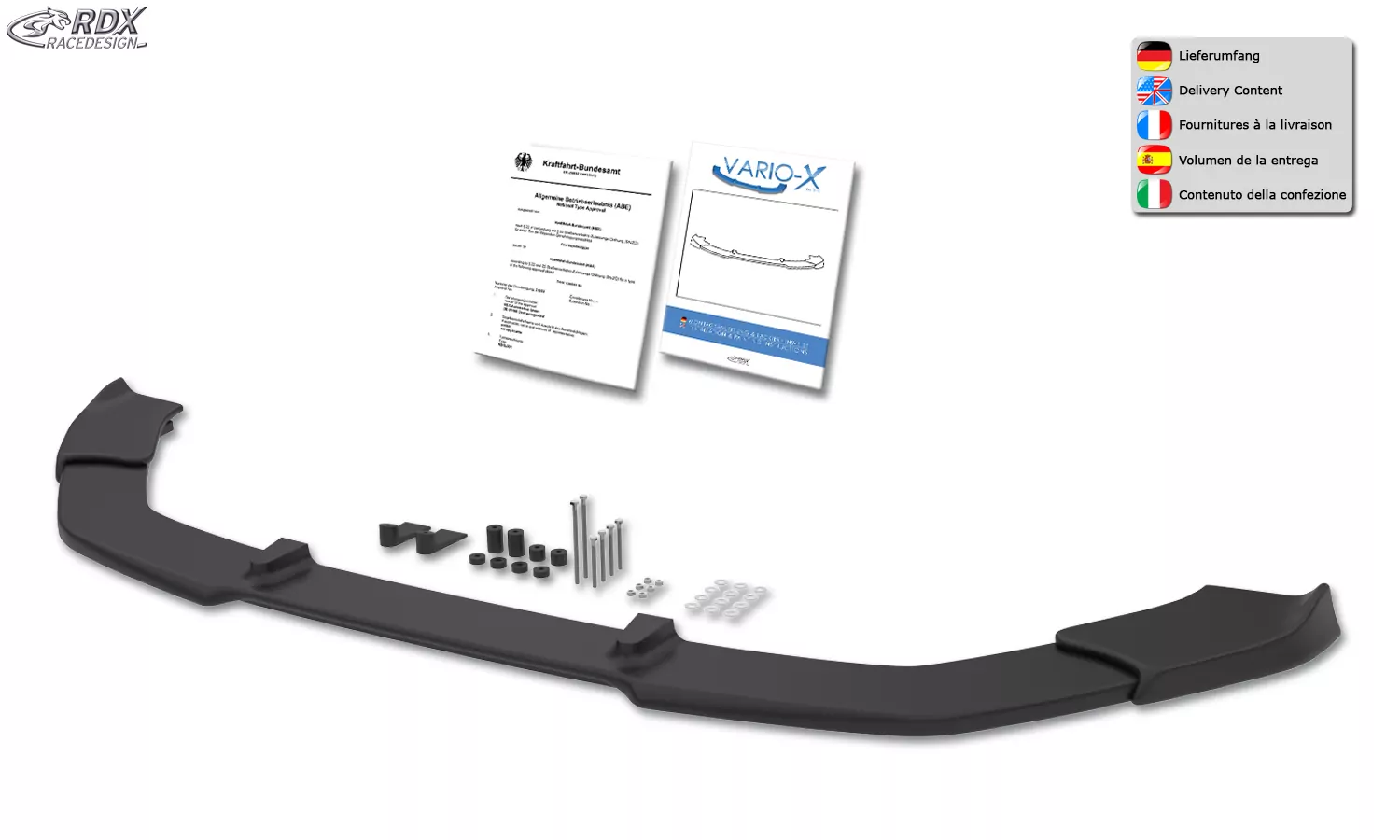 RDX Frontspoiler VARIO-X für SEAT Leon 5F Facelift 2017+ (auch SC und ST) Frontlippe Front Ansatz Vorne Spoilerlippe