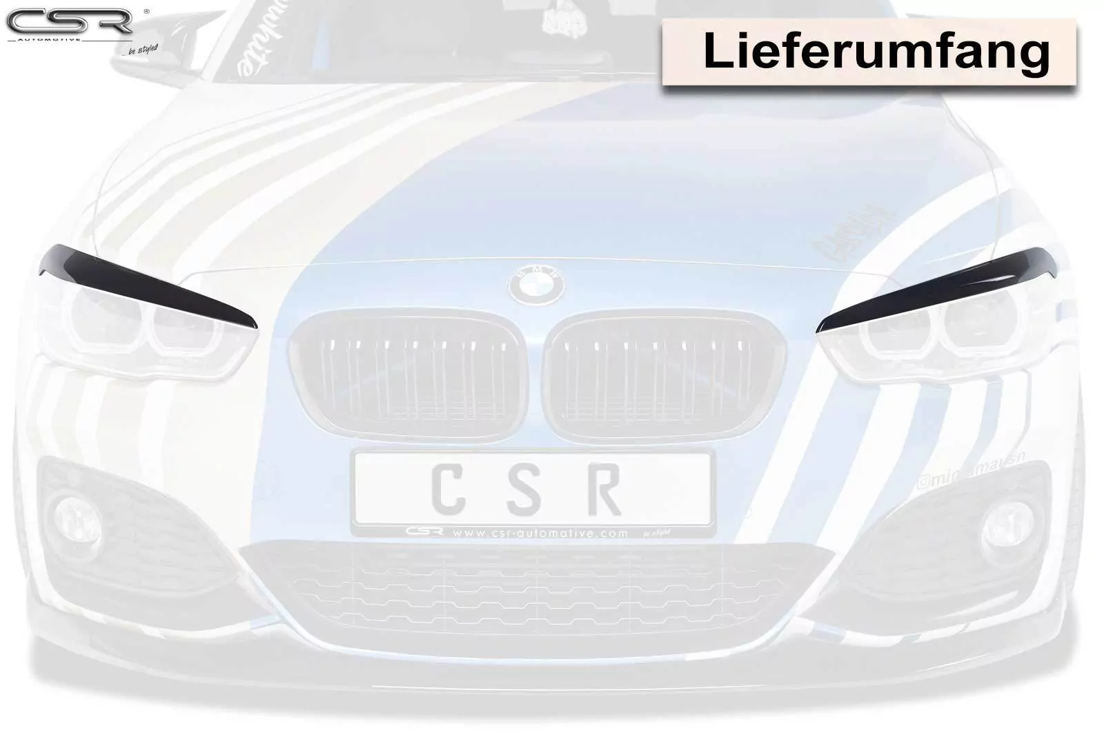 Scheinwerferblenden Glossy für BMW 1er F20 / F21 Facelift Glossy (schwarz hochglanz)