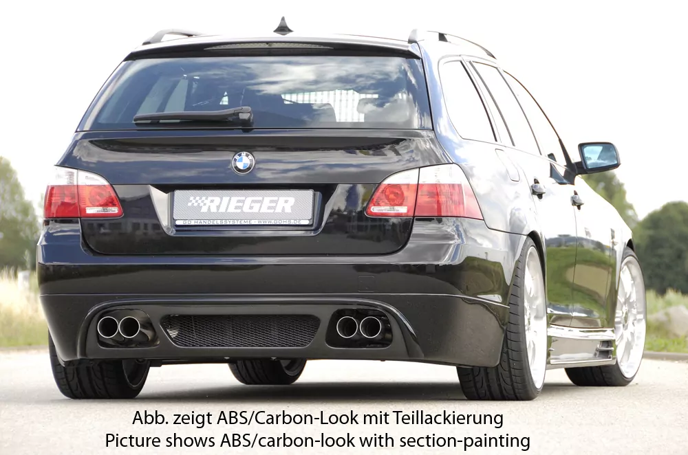 Rieger Heckschürzenansatz für BMW 5er E61 - Touring -08 (bis Facelift) carbon optik