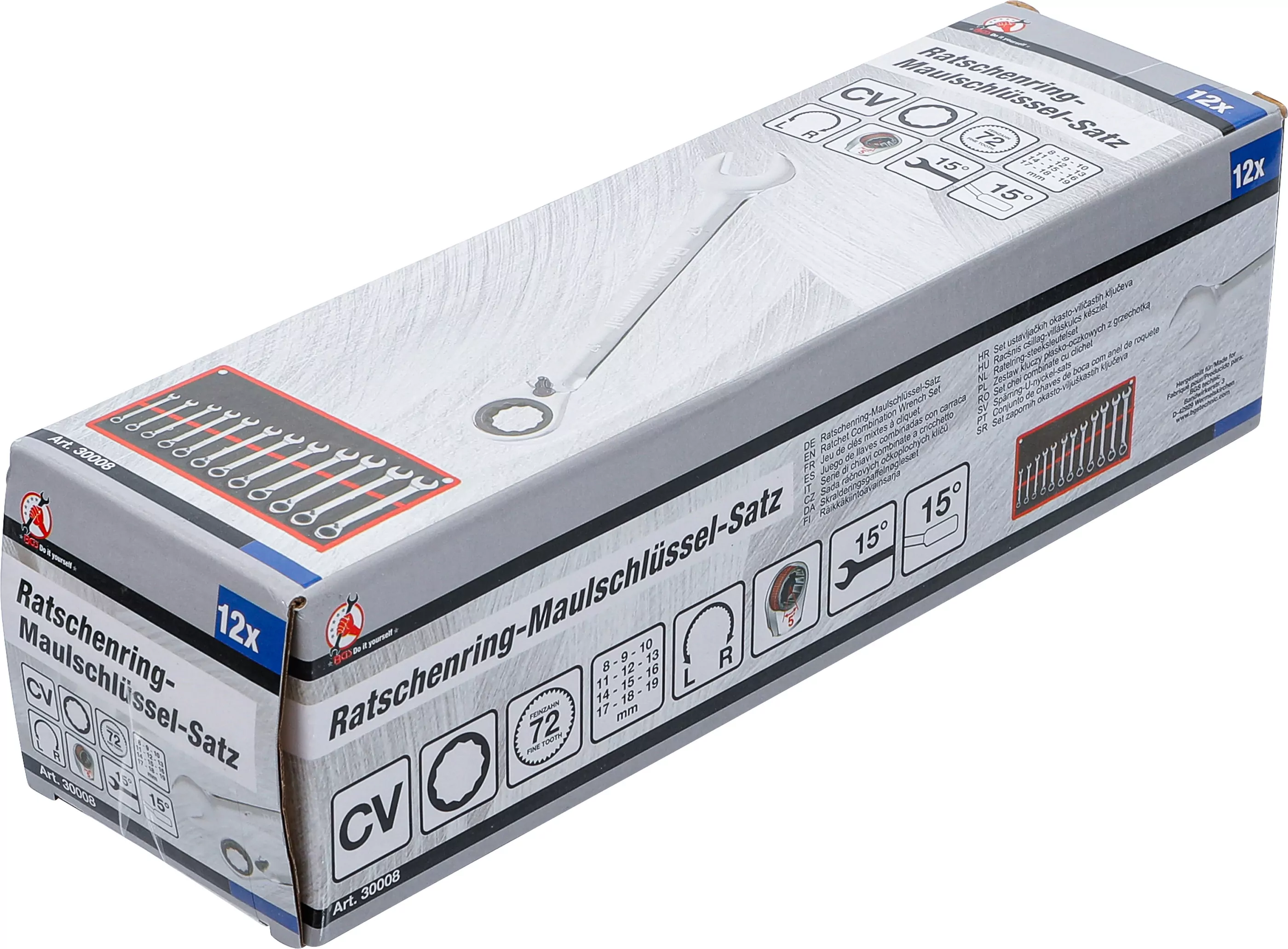 Ratschenring-Maulschlüssel-Satz | umschaltbar | SW 8 - 19 mm | 12-tlg.