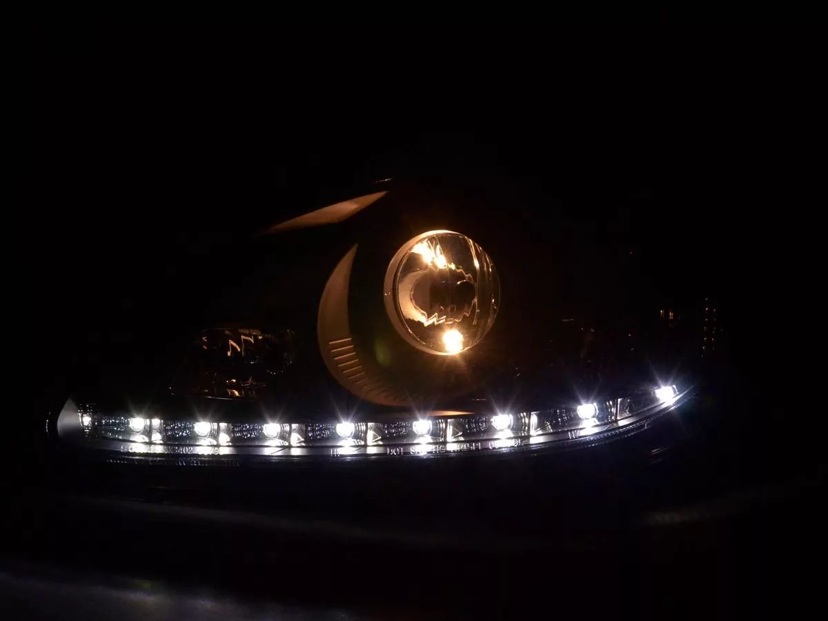 Scheinwerfer Set Daylight LED TFL-Optik Mercedes S-Klasse W220 Bj. 02-05 schwarz