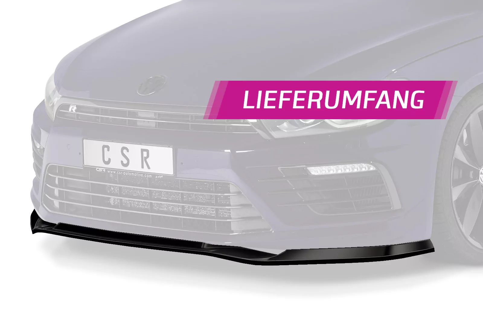 Cup-Spoilerlippe mit ABE für VW Scirocco (Typ 13) R CSL617 Schwarz Strukturiert