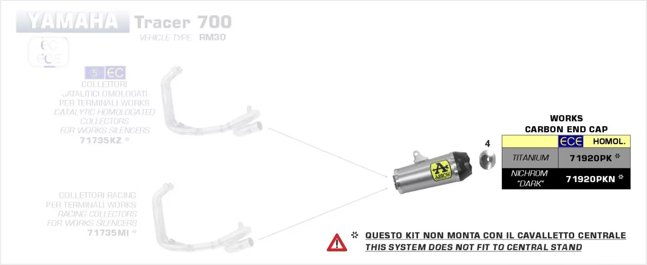 Arrow Works Edelstahl Schwarz Yamaha Tracer 700 20-