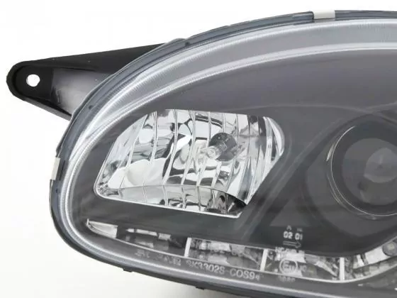 Scheinwerfer Set Daylight LED TFL-Optik Opel Corsa B Bj. 94-00 schwarz