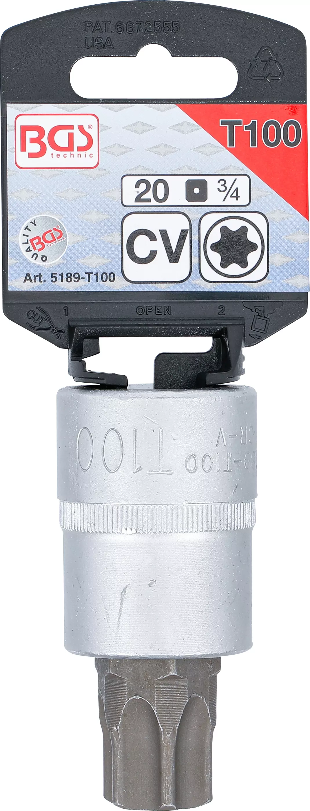 Bit-Einsatz | Antrieb Innenvierkant 20 mm (3/4") | T-Profil (für Torx) T100