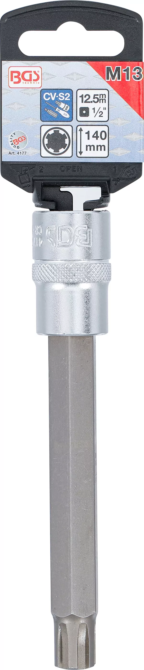 Bit-Einsatz | Länge 140 mm | Antrieb Innenvierkant 12,5 mm (1/2") | Keil-Profil (für RIBE) M13