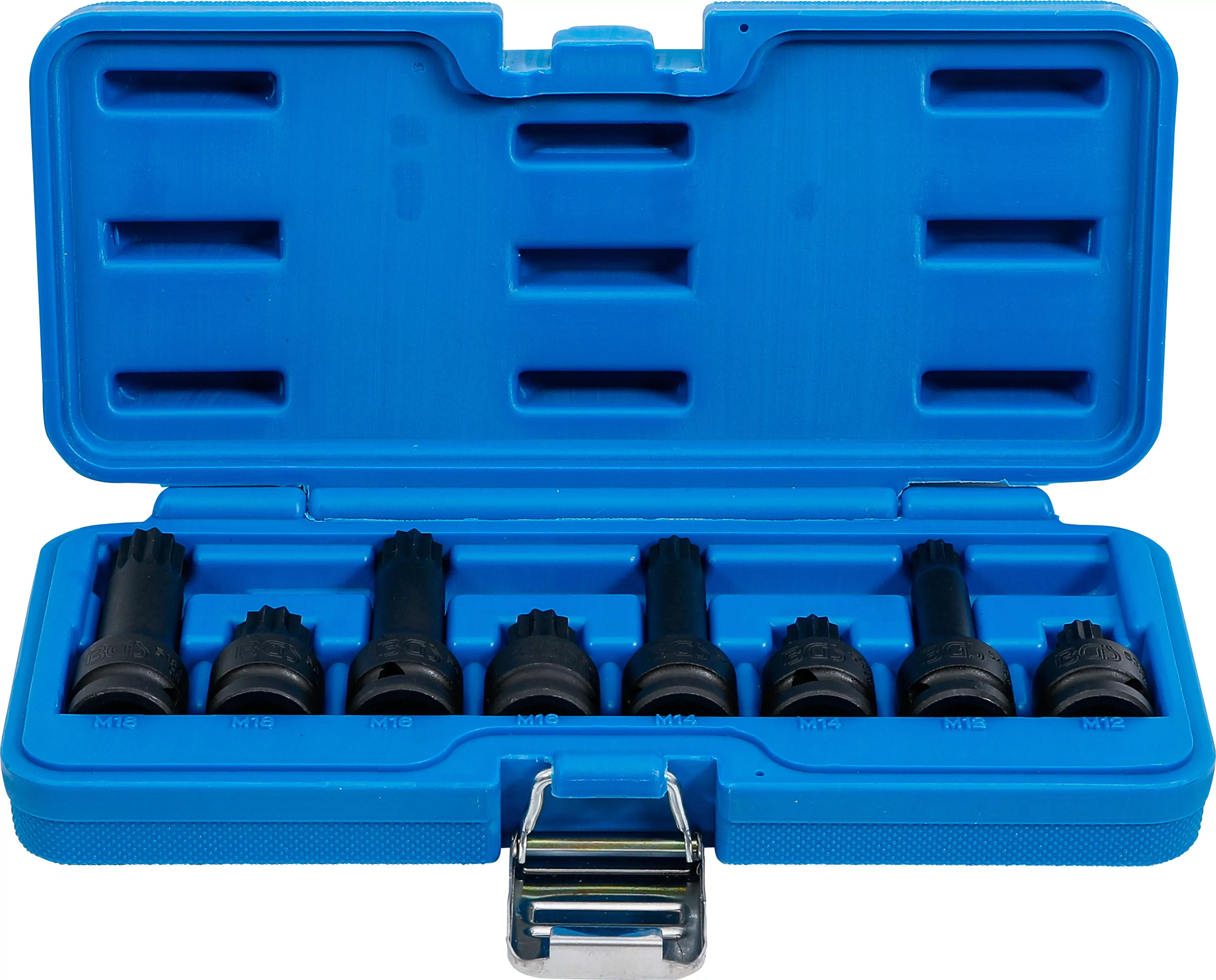 Kraft-Bit-Einsatz-Satz | Antrieb Innenvierkant 12,5 mm (1/2") | Innenvielzahn (für XZN) M12 - M18 | 8-tlg.