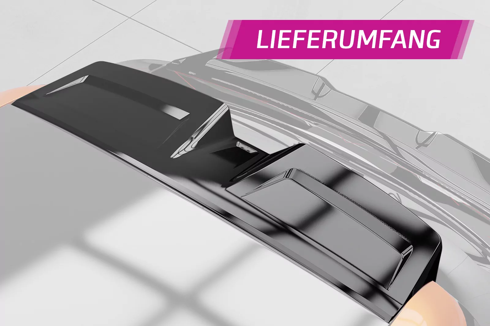 Heckflügel mit ABE für MG Mulan / 4 HF108 Schwarz Strukturiert