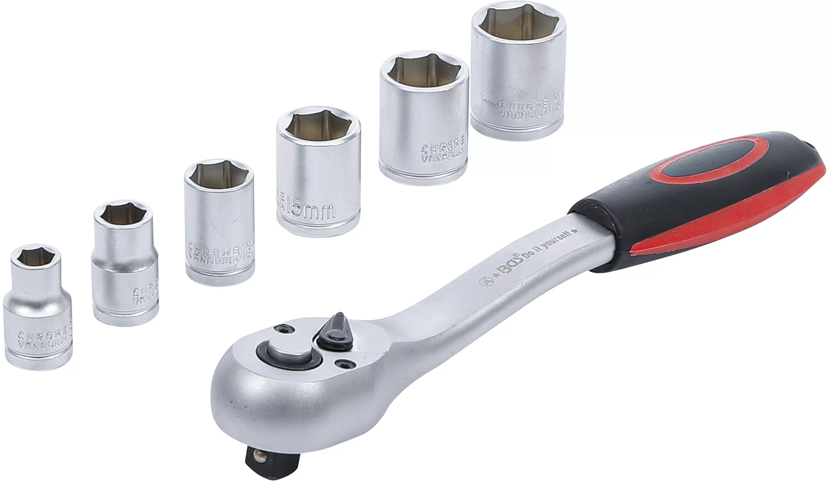 Steckschlüssel-Satz | Antrieb 10 mm (3/8") | SW 8 - 19 mm | 7-tlg.