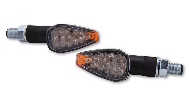 SHIN YO Peak LED Indicators Black/Translucent Short E-Approved (Pair)